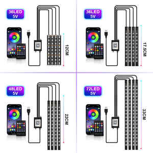 ไฟตกแต่งภายในรถยนต์แบบเส้น 5050 RGB LED ควบคุมผ่านแอพไร้สาย พร้อมรีโมท รองรับเพลง USB 12V สร้างบรรยากาศภายใน - Product Image 2