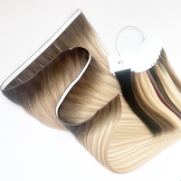 Extensions de cheveux humains vierges Remy Super Double Drawn, style Genius Weft à bandes invisibles longues, couleur Balayage