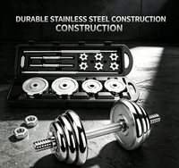 Kit de musculation 2-en-1 réglable en fonte chromée pour haltères et barres, idéal pour l'entraînement et le bodybuilding, durable