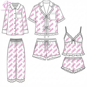 Pigiama da Donna in Cotone, Bambù e Modal con Logo Personalizzato, Set Morbido per il Relax, Abbigliamento da Notte in Due Pezzi - Product Image 1