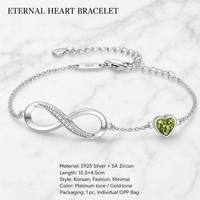 Élégant Bracelet Cœur Infini en Argent Sterling S925, Bijou Fin Romantique avec Pierre Naturelle, Style Coréen, Cadeau, Vente en Gros pour Fêtes