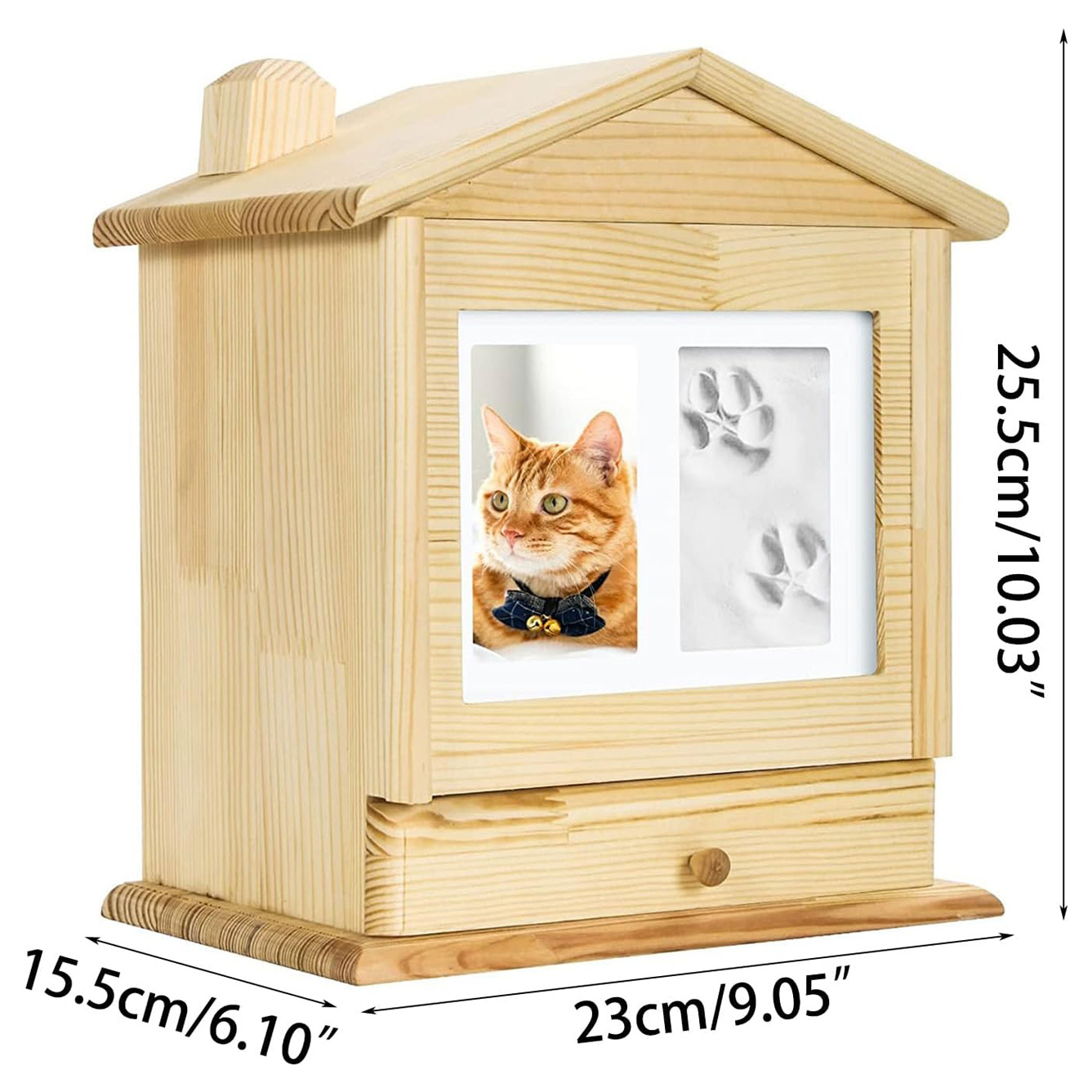 Modern Love at Home Wooden Pet Urn for Cats Dogs - House-Shaped Memorial Coffin