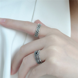 Heart Lover Antique Retro Multi - layer Heart <b>Ring</b> Solid 925 <b>Sterling</b> <b>Silver</b> <b>Adjustable</b> INS Niche Finger <b>Ring</b> Wholesale - Product Image 4