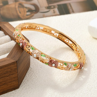 Bracelet en émail cloisonné électroplaqué rose pour femme, style coréen, délicat, vintage, accessoire de Zhejiang, idéal pour un anniversaire