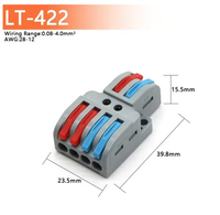 LT-422 connecteur de fil de bornier de conducteur en cuivre compact séparateur de câble enfichable rapide 2 en 4 pour alimentation de fil 0.08 4mm