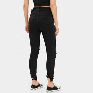 Black, factory price, the quality nice women ripped jeans fashion ASOS - Product Image 3