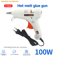 Pistolet à colle thermofusible électrique noir et blanc 100W avec bâtonnets de colle de 1/2 pouce de diamètre et de 10 longueurs, emballage en blister
