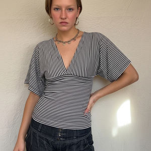 Camiseta de Manga Corta Casual para Mujer, Cuello en V, Cintura Alta, Corte Ajustado, Impresión Digital Ecológica de Verano - Product Image 2