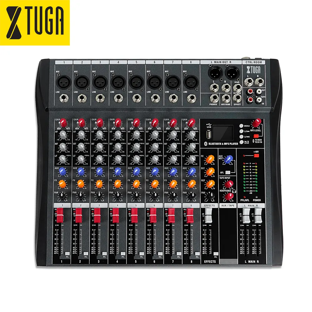 Xtuga CT80X Professional 8 Channel Mixing Console Audio Sound Cards Mixers
