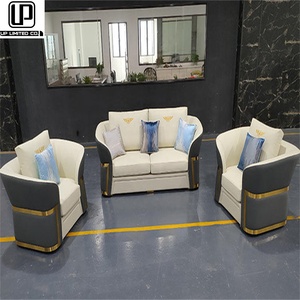 Juego de Muebles de Sala de Estar Estilo Francés, Estilo Campestre, Mini Conjunto Artístico de Terciopelo y Cuero, Suministro de Fábrica - Product Image 1