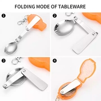 Voyage de Camping et autres activités de plein air ensemble de vaisselle pliante Portable cuillère et fourchette en acier inoxydable pour Thermos