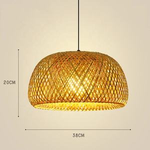 โคมไฟแขวนทรงตะกร้า LED สานไม้ไผ่ธรรมชาติ สไตล์บ้านไร่ ลายคลื่นหวาย สำหรับร้านอาหาร ขั้วหลอด E26 ขนาดกลาง - Product Image 4