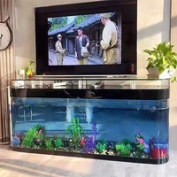 Table basse rectangulaire en verre acrylique de luxe pour la maison avec aquarium pour poissons, fabriquée en verre de haute qualité