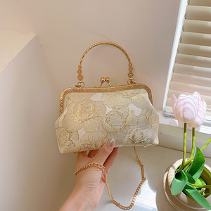 Factory Wholesale Women's Classic Evening Bags Popular Design <b>Purses</b> Chain <b>Small</b> Simple Cheongsam Three-Purpose Polyester - Product Image 1