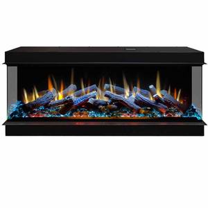 אח חשמלי 40''50''60'' שחור עם 3 צבעי להבה, זכוכית תלת צדדית, לעיצוב סלון - Product Image 3