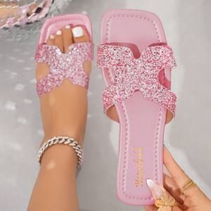 Sandalias Planas con Pedrería para Mujer, Venta al Por Mayor, Nuevas para el Verano 2026, Tallas Grandes, Sandalias de Una Sola Tira, Calzado Informal para Playa y Exteriores - Product Image 3