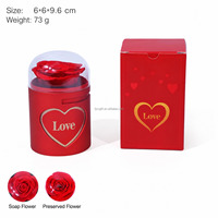 Boîte à bijoux cylindrique pour fleurs préservées, pour bagues et colliers, étanche et portable, pour les cadeaux de la fête des mères et de la Saint-Valentin