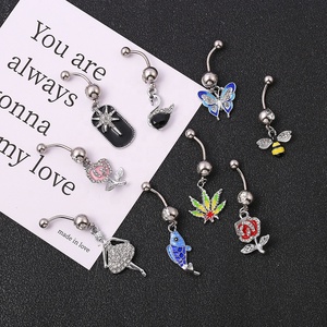 <span class=keywords><strong>Gaby</strong></span>, joyería corporal de mariposa de acero inoxidable para mujer, anillo de ombligo de acero quirúrgico para regalo de boda, anillo de Piercing para el vientre - Product Image 1