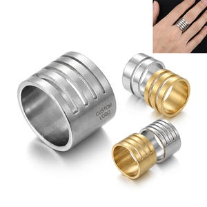 Yiwu Aceon in acciaio inossidabile per la creazione di gioielli Modulare strumento <span class=keywords><strong>ditale</strong></span> spazzolato finitura larga Multi spaccature anello cavo - Product Image 1