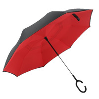 Parapluie inversé double face publicitaire personnalisé, design classique, en nylon 190T, avec poignée en caoutchouc, cadeau d'affaires tout-en-un