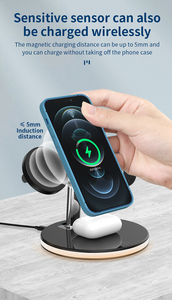 Cargador inalámbrico magnético 3 en 1, estación de carga rápida de 15W para <span class=keywords><strong>iPhone</strong></span> 14, <span class=keywords><strong>13</strong></span>, 12 <span class=keywords><strong>pro</strong></span> <span class=keywords><strong>Max</strong></span>, para Apple Watch y <span class=keywords><strong>Airpods</strong></span> - Product Image 2