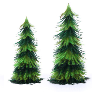 Árbol de Navidad artificial con plumas rojas, adorno de 40 cm para decoración de ventanas y escritorios - Product Image 2