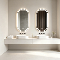 Miroir de salle de bain ovale à LED, rétroéclairé, anti-buée, avec commande tactile, miroir de vanité intelligent décoratif mural pour salles de bain modernes