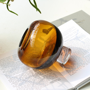 <span class=keywords><strong>Vase</strong></span> en verre brun glacé de luxe moderne Dwax, <span class=keywords><strong>vase</strong></span> de table pour mariage, décoration de salon, arrangements de salle à manger - Product Image 2