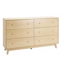 Commode à 6 tiroirs en bois de bouleau de style mid-century modern, meuble de rangement en bois massif pour chambre à coucher