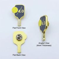 Épinglette personnalisée en émail pour vêtements, avec motifs de raquettes de pickleball, tennis, badminton, padel, en or, argent, rigide ou souple, pour le sport