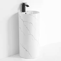 Élégant Lavabo Cylindrique Mural en Céramique à Trou Unique, Style Moderne et Simple, Facile à Nettoyer, pour Salle de Bain et Lavage des Mains