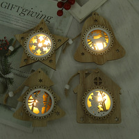 Ornement de Noël ovale en bois avec lumière LED, impression UV, pendentifs suspendus pour arbre de Noël, alimenté par piles, pour fêtes du Nouvel An