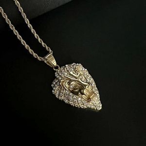 Yunnique – collier avec pendentif tête de Lion Hip Hop, en acier inoxydable, serti de zircone cubique, bijoux cadeau pour hommes - Product Image 2