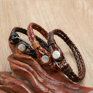 Fabbrica di nuovo arrivo a buon mercato Vintage eleganti bracciali in pelle intrecciata marrone per gli uomini gioielli <span class=keywords><strong>accessori</strong></span> di moda - Product Image 1