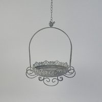 Jardinière suspendue en métal rustique antique, peinte à la poudre, faite à la main, style vintage, pour intérieur/extérieur, balcon, jardin