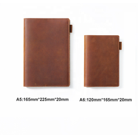 Carnet A5 personnalisable, couverture en cuir de vache, grand organisateur, planificateur, style vintage brun, cuir véritable Crazy Horse, spirale