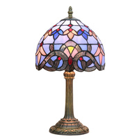 Lampe de table en verre européenne, style rétro, base en résine bleue, éclairage de bureau avec ampoules LED pour la décoration de la maison