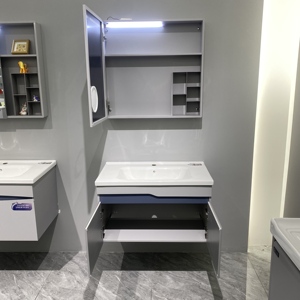 Set Perlengkapan Kamar Mandi WJL Terbaru dari Baja Anti Karat - Wastafel Kamar Mandi Minimalis yang Dipasang di Dinding dengan Cermin Pembesar Terintegrasi - Product Image 3