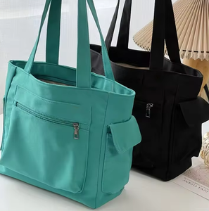 กระเป๋าผ้าแคนวาสแบบมีซิป สีพื้น ความจุเยอะ ใช้ซ้ำได้ แฟชั่นปี 2025 ขายส่ง ยอดนิยม รับผลิตตามแบบ - Product Image 2