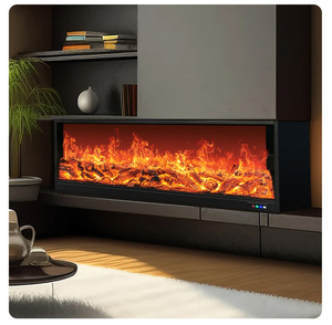 Cheminée électronique à LED avec flamme simulée, effet 3D, lumière d'ambiance électrique pour meuble TV, décoration intérieure et intérieure. - Product Image 6