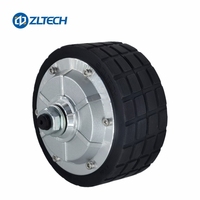 ZLTECH 4.5 pouces 24V-48V 200W 150kg charge Double arbre BLDC pneu en caoutchouc plat sans engrenage dans le moteur de moyeu de roue avec encodeur pour Robot AMR