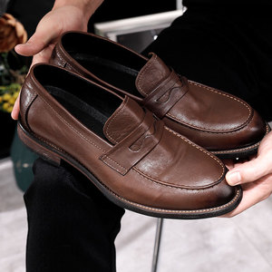 Nouvelles Chaussures Décontractées en Cuir Véritable Effet Vieilli en Peau de Cheval, Modèle Été 2026, à Enfiler, Semelle en Cuir Authentique, Confortables et Polyvalentes - Product Image 1