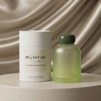 Bocal en verre personnalisé pour bougie parfumée d'intérieur, diffuseur d'ambiance en verre dépoli vert avec bâtonnets et emballage cadeau