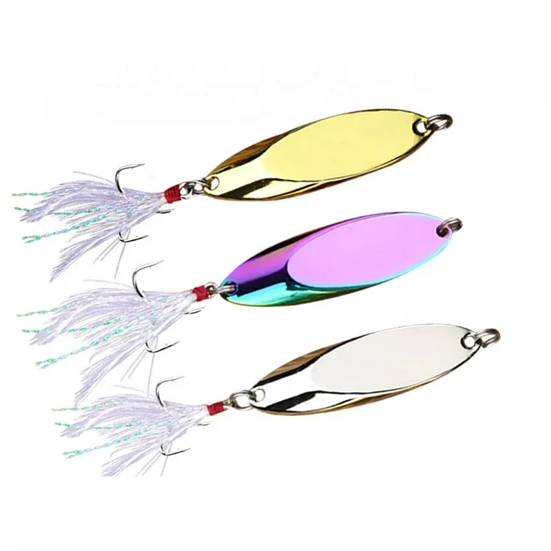 ToMyo Artificial Fishing Lures Spoon Silver Saltwater Treble Hooks Hard Metal Spoon Lure Baits for Salmon Bass