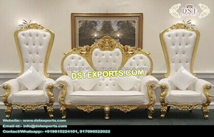 Muebles de escenario de boda de acabado blanco de diseñador, conjunto de sofá de escenario de elegante para recepción de boda, árabe, para novia y novio - Product Image 2