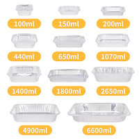 Boîte à emporter jetable de 440ml imprimée sur mesure, lot de 10 boîtes carrées pour supermarché, plateau alimentaire en aluminium de 15oz