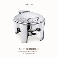 Ensemble de réchauds de buffet ronds en acier inoxydable avec couvercle solide à charnière à ressort pour la restauration hôtelière