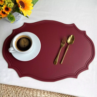 Tapis de bureau au design élégant et irrégulier, sous-main de luxe personnalisé en forme de bouclier, sets de table uniques en cuir, napperons de table lavables