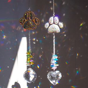 Noel Tatili Hediyesi Art Deco Kristal Prizma Anı Evcil Hayvan Anıtı Pati İzi Güneş Yakalayıcı Pencere Süsü Kristal Güneş Yakalayıcı - Product Image 6