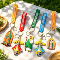 Porte-clés religieux 3D en caoutchouc souple, vente en gros, cadeau souvenir, figurine chrétienne, breloque, porte-clés personnalisé en silicone PVC Jésus